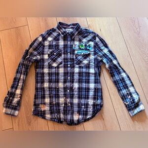 NWT Grateful Dead, bleached flannel. Size M and custom made by me💙